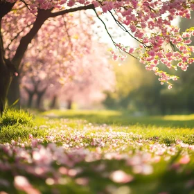 Cherry Blossoms in Full Bloom During Spring