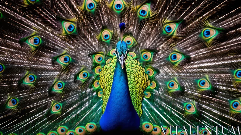Colorful Peacock Displaying Its Spectacular Feathers AI Image