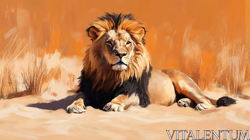 AI ART Regal Lion in the Sandy Wilderness