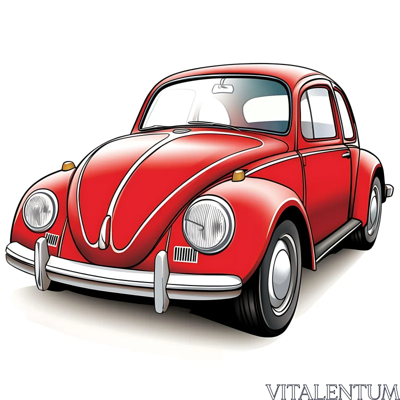 AI ART Vintage Red Beetle Car Art