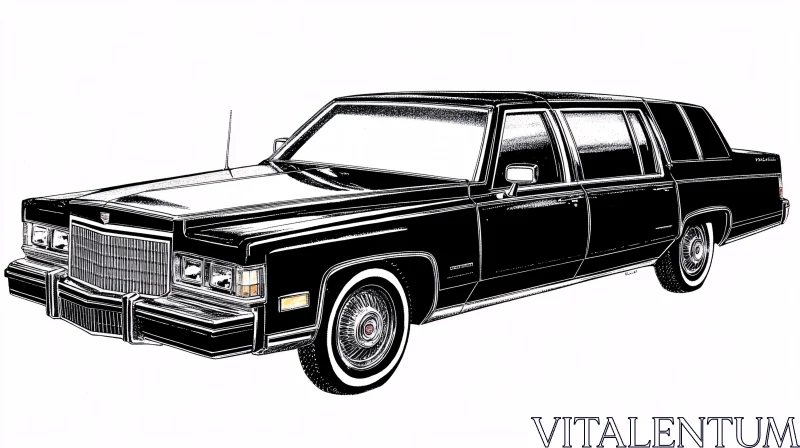 Vintage Black Car Drawing AI Image