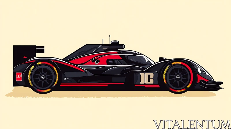 Sleek Black and Red Race Car Illustration AI Image