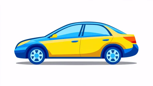 Modern Car Design in Blue and Yellow