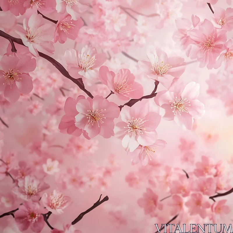 Beautiful Pink Cherry Blossoms AI Image