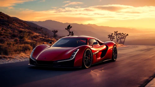 Sports Car in Desert Landscape