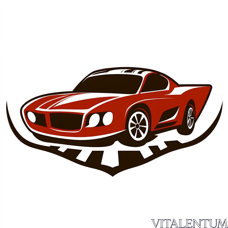 Red Sports Car Illustration AI Image