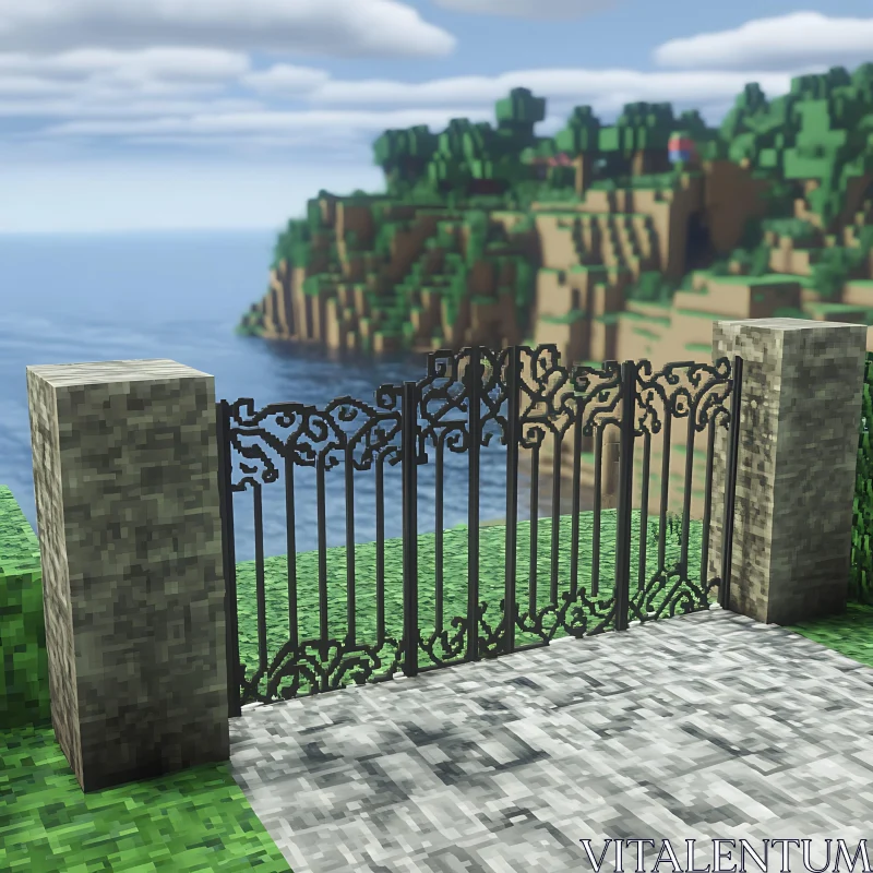 Digital Landscape with Iron Gate AI Image