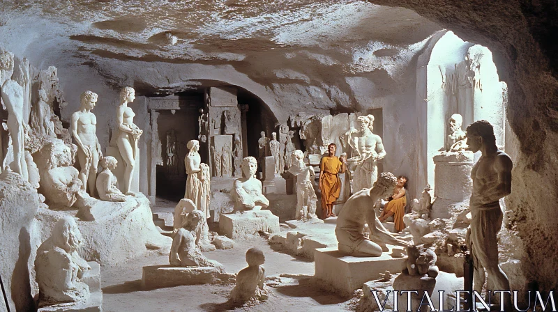 Classical Sculpture Cave AI Image