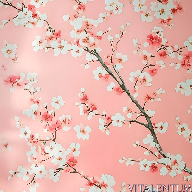 AI ART Elegant Cherry Blossom Illustration