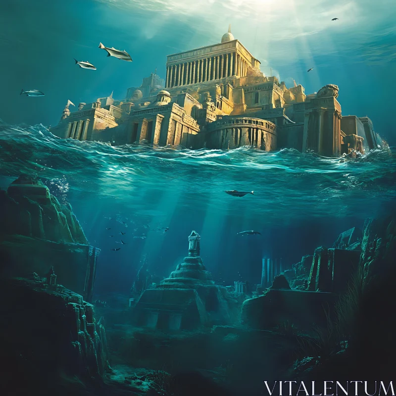 Mysterious Submerged Civilization AI Image