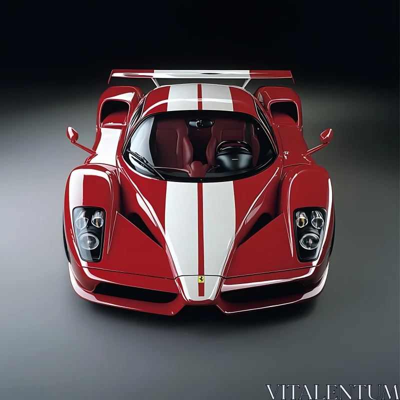 Luxurious Red Automobile with Aerodynamic Design AI Image