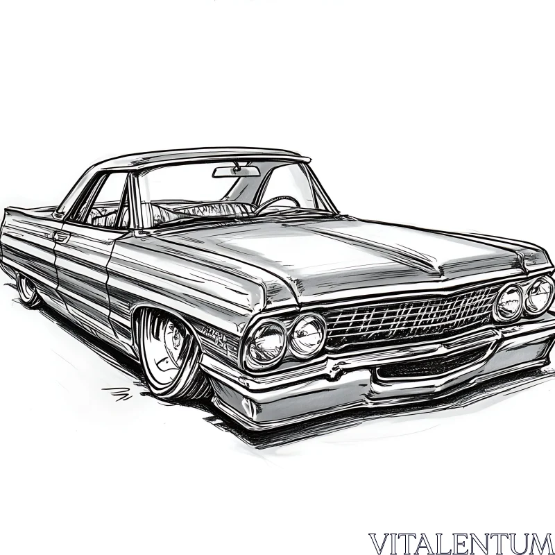 Vintage Car Illustration AI Image