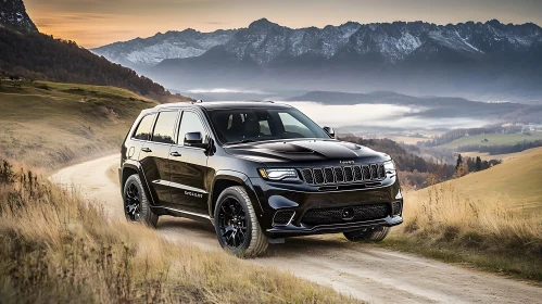 Elegant Black SUV on Scenic Mountain Road