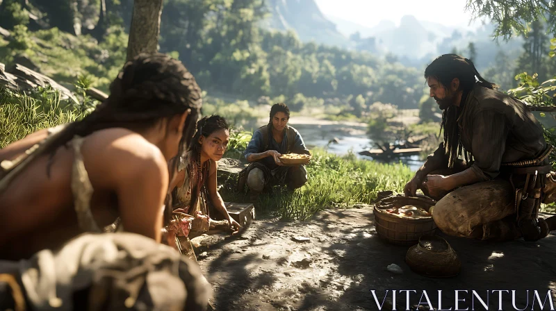 Outdoor Meal Amidst Nature AI Image