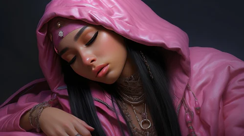 Captivating Portrait of a Girl in Pink with Exquisite Jewelry