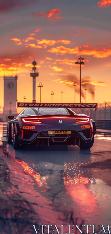 Racing Car During Golden Hour on Track AI Image