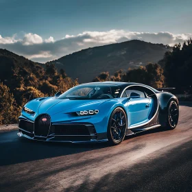 Luxury Blue Sports Car in Nature