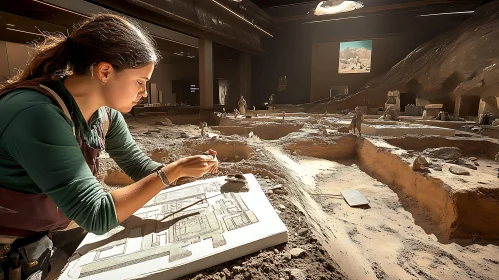 Archaeologist Working on Ancient Finds