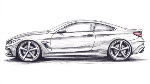 Luxury Coupe Pencil Sketch - Automotive Concept