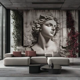 Luxurious Living Room with Artistic Decor and Minimalist Furniture