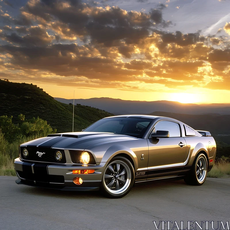 Sporty Mustang Bask in Sunset Glow