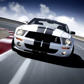 Racing Car in Action on Track