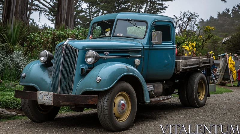 AI ART Classic Blue Truck in Natural Setting