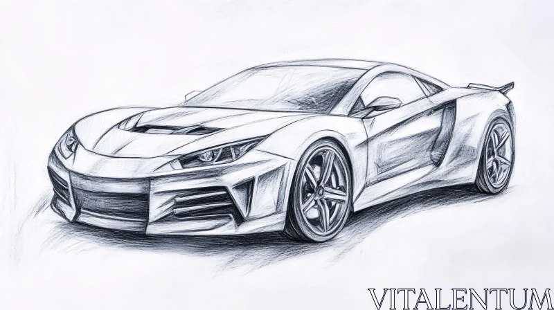 Supercar Pencil Drawing Design Concept AI Image