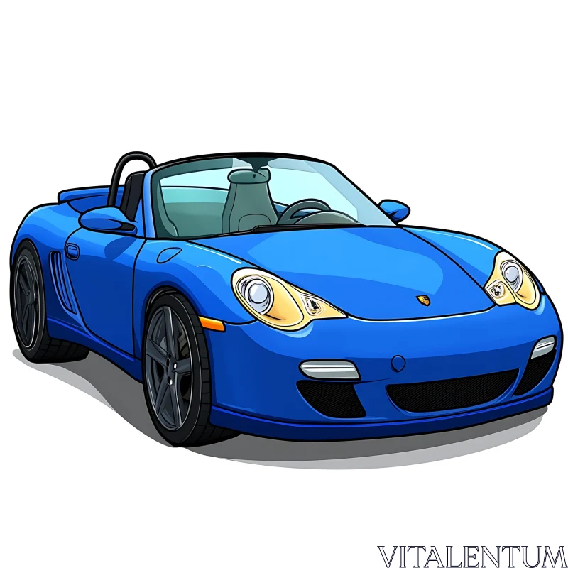 Artistic Blue Convertible Car AI Image