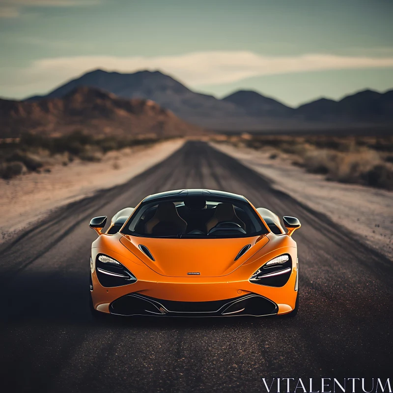 Supercar on Desert Road AI Image