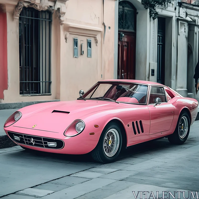 Vintage Ferrari in Serene Urban Setting AI Image