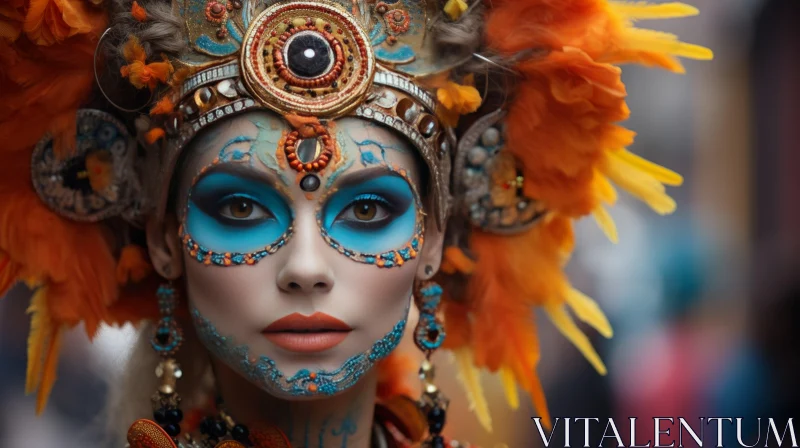 AI ART Intricate Tribal Makeup and Feathers: A Folklore Expression