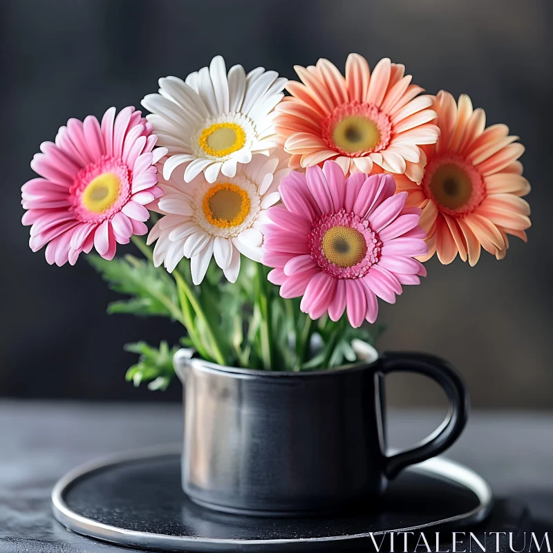 AI ART Vibrant Daisies Arrangement in a Mug