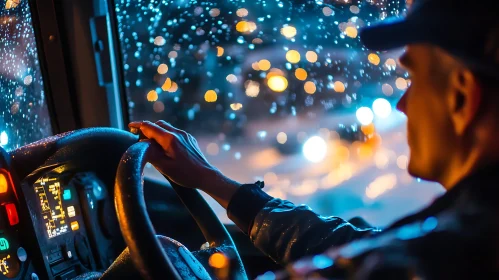 Driver's Perspective in Rainy Night