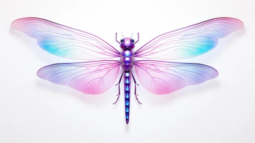 3D Rendered Dragonfly in Pink and Blue - Graphic Design Inspired Art