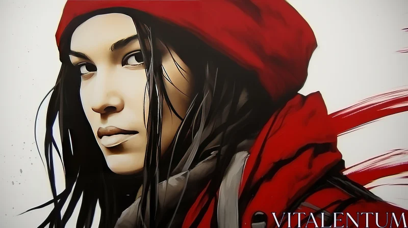 Urban AdventureCore: Graffiti Mural of a Girl in Red AI Image