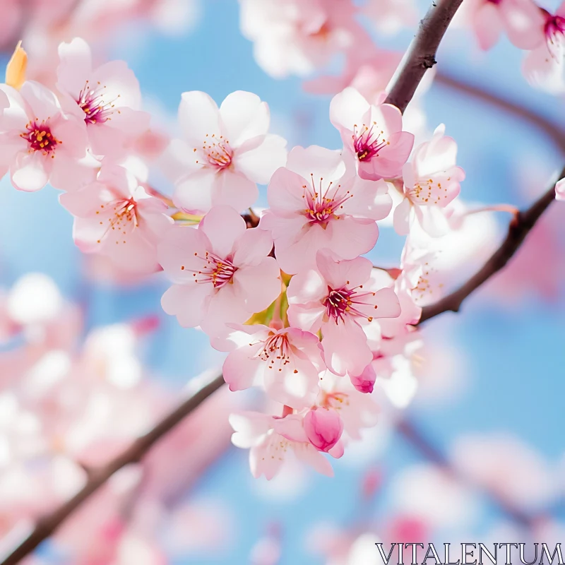 Gorgeous Pink Cherry Blossom Close-Up AI Image