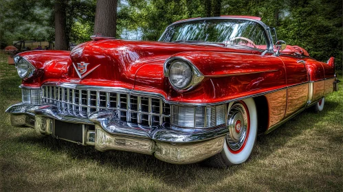 Timeless Red Automobile with Chrome Details