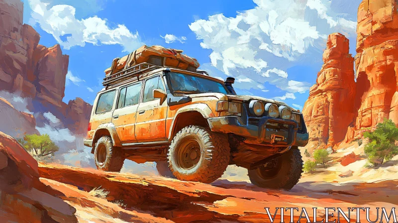 Desert Expedition with Rugged Off-Road SUV AI Image