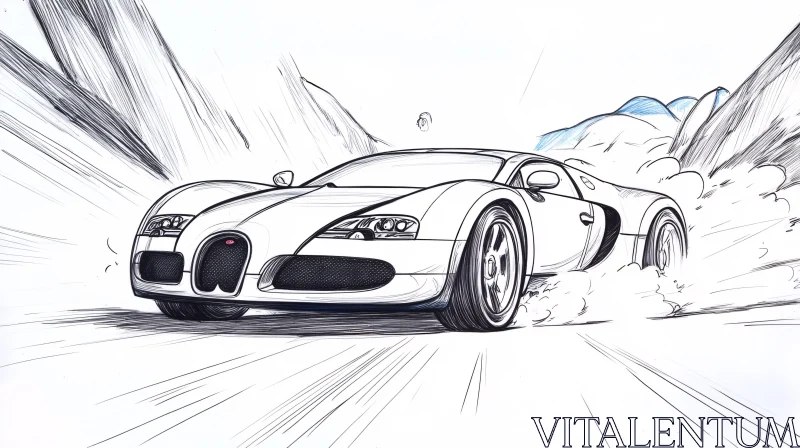 AI ART Mountain Drive: Supercar in Action