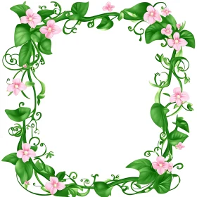 Lush Greenery and Pink Blossoms Frame