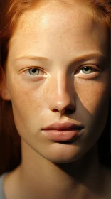 Captivating Portrait of a Freckled Girl with Red Hair - Detailed Hyperrealism