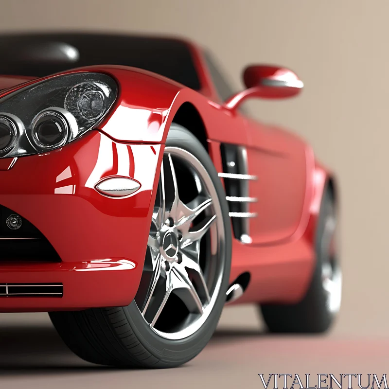 Close-Up of Red Sports Car AI Image