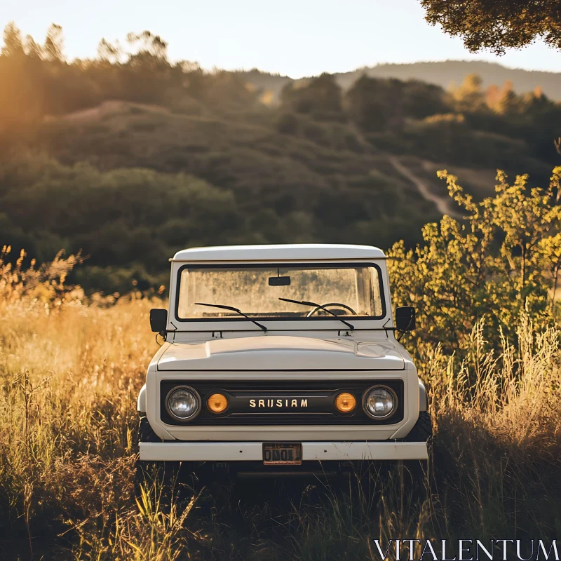 Retro Car in Idyllic Nature Setting AI Image