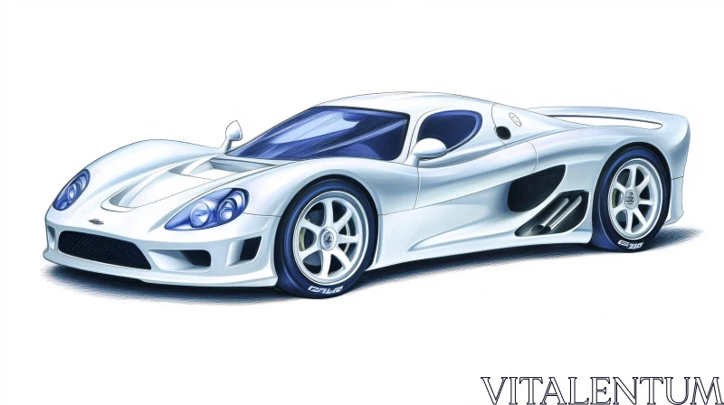 AI ART Sleek White Supercar with Sporty Wheels