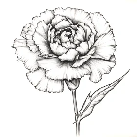 Intricate Black and White Carnation Line Art