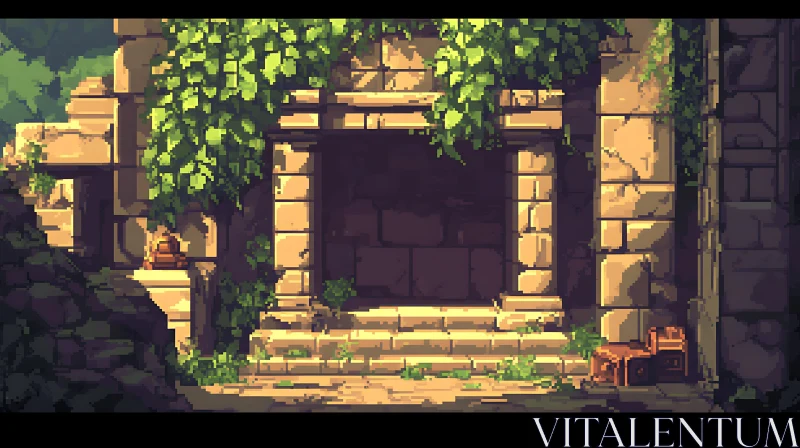 Abandoned Stone Portal with Green Vines AI Image