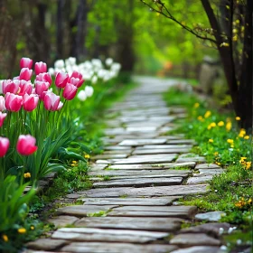 Pathway through Blooming Garden