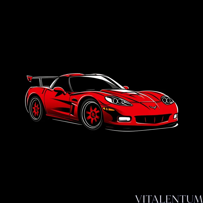 Stylish Red Performance Car Illustration AI Image