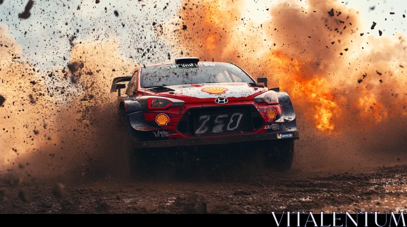 Intense Rally Car Racing Action AI Image